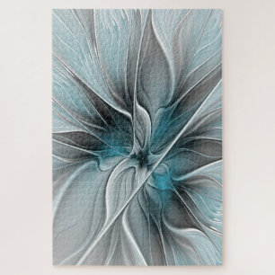 Florales Fraktal Modernes Abstractes Blumen Blau G