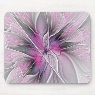 Florales Fraktal Modernes Abstractes Blumen Pink G Mousepad