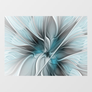 Florales Fraktal Modernes Abstraktes Blumen Blau G Fensteraufkleber