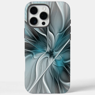 Florales Fraktal Modernes Abstraktes Blumen Blau G iPhone 16 Pro Max Hülle