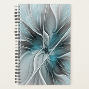 Florales Fraktal Modernes Abstraktes Blumen Blau G Planer