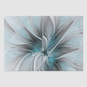 Florales Fraktal Modernes Abstraktes Blumen Blau G Seidenpapier