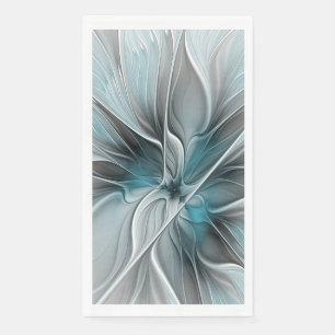 Florales Fraktal Modernes abstraktes Blumen Blau G Serviette