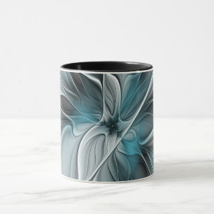Florales Fraktal Modernes Abstraktes Blumen Blau G Tasse