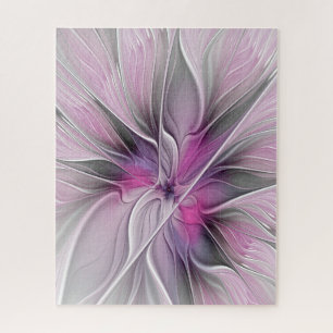 Florales Fraktal Modernes Abstraktes Blumen Pink G