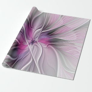 Florales Fraktal Modernes Abstraktes Blumen Pink G Geschenkpapier
