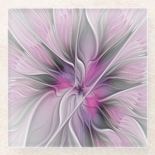 Florales Fraktal Modernes Abstraktes Blumen Pink G Glasuntersetzer