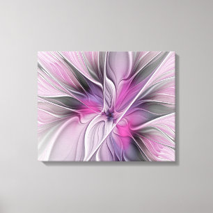 Florales Fraktal Modernes Abstraktes Blumen Pink G Leinwanddruck