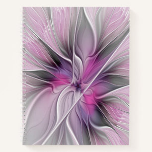 Florales Fraktal Modernes Abstraktes Blumen Pink G Notizbuch
