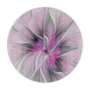 Florales Fraktal Modernes Abstraktes Blumen Pink G Schneidebrett