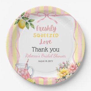Florales Frisch Gepressten Rosa Zitronen Brautpart Pappteller