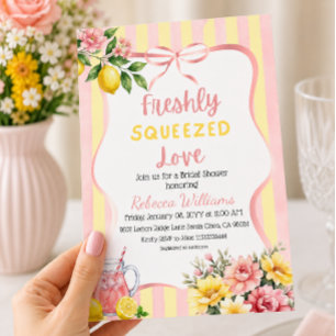 Florales Frisch Gepresstes Rosa Zitronen-Junggesel Einladung