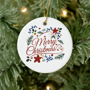 Florales Frohe Weihnachten Keramik Ornament