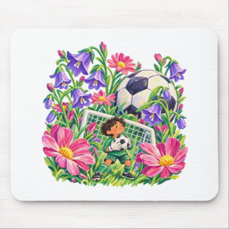Florales Fußballtorwart-Geschenk in Lila Rosa für  Mousepad