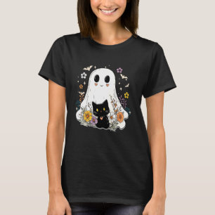 Florales Gespenst Schwarz Katze Halloween Kostüm f T-Shirt