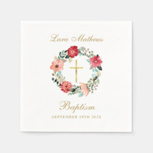 Florales Gesteck Gold Schrift Taufe Namensgebung Serviette