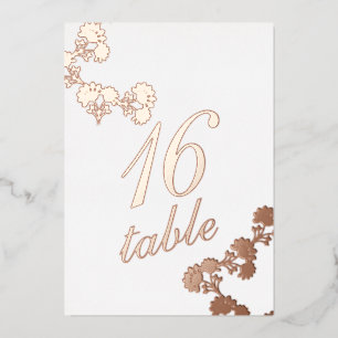 Florales Gold geprägt Folie Tisch Nummer Folieneinladung