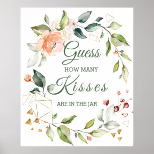 Florales Grünzeug-Ratspiel: Wie viele Küsse? Poster