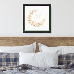 Florales Halbmond-Eid-Mubarak-Wandkunstwerk – Sanf Leinwanddruck