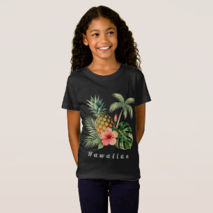 Florales Hawaii-Ananas- und Hibiskus-Sommer-Name T-Shirt
