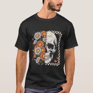 Florales Herbst-Skelett Boho Halloween T-Shirt