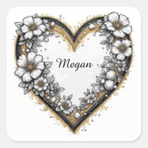 🌼 Florales Herzrahmen-Sticker für Verlobungsfeier