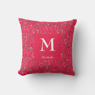 FLORALES Himbeer   Personalisiert   MONOGRAMM Kissen