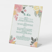 Florales Hochzeitsmenü, minimalistisches Menü