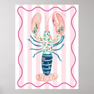florales Hummer-Funky-Wandkunstplakat Poster