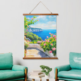 Florales Italien Wandteppich Mit Holzrahmen