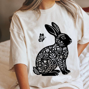 Florales Kaninchen-Silhouette mit Illustration ein Tri-Blend Shirt