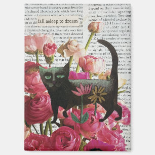 Florales Katzen-Collage-Wandkunst Surrealer Dekor Magnet