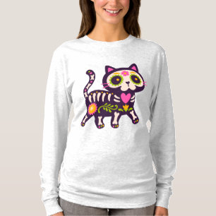 Florales Katzenskelett Entzücken T-Shirt