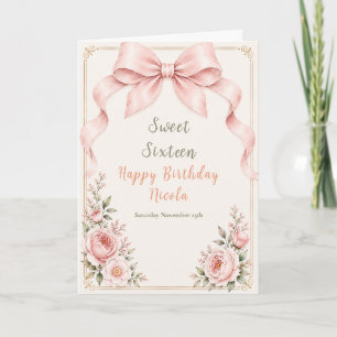 Florales Kokettenband Sweet Sixteen Karte