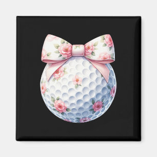 Florales Kokettenschleifen-Golfball Golfspielender Magnet