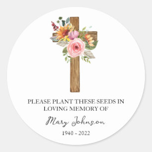 Florales Kreuz-Gedenk Funeral-Samenpaket Runder Aufkleber