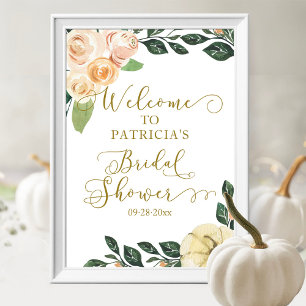 Florales Kürbis-Herbst-Brautabschied-Willkommenssc Poster