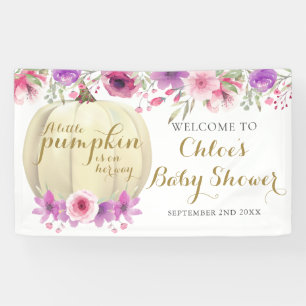Florales Kürbis-Rosa Mädchen-Baby-Shower-Willkomme Banner