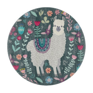 Florales Lama: Vintage handgezeichnete Doodles Schneidebrett