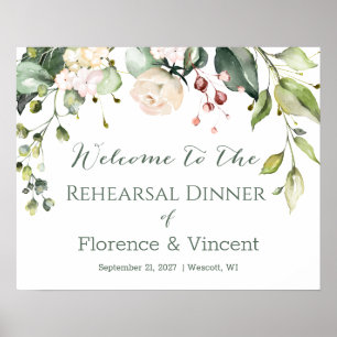 Florales, Laub Probedinner Willkommensschild Poster