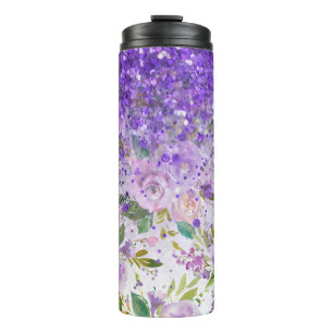*~* Florales lila Glitterrosenmuster Mädchenhaft  Thermosbecher