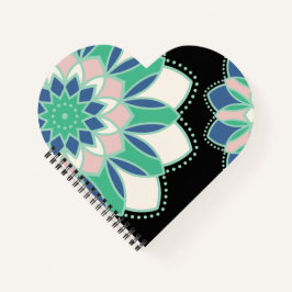 Florales Mandala-Herz Notizbuch