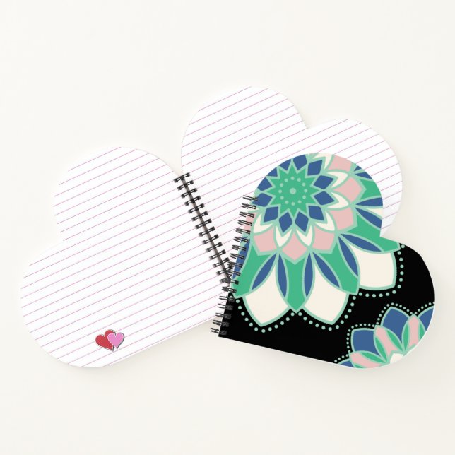 Florales Mandala-Herz Notizbuch (Innenseite)