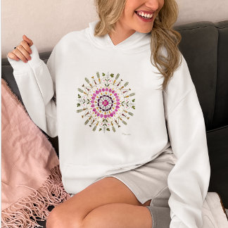 Florales Mandala l Eingedrückte Blume Kunstwerk Hoodie
