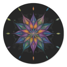Florales Mandala - Lila Blau Schwarz