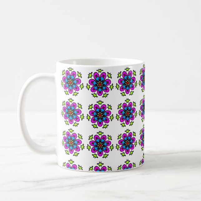 Florales Mandala-Muster Kaffeetasse (Links)