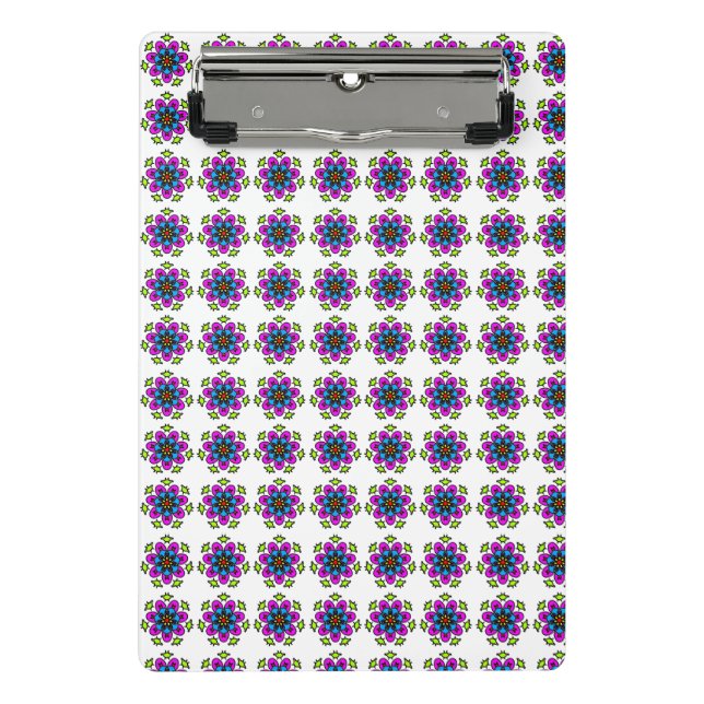 Florales Mandala-Muster Mini Klemmbrett (Vorderseite)