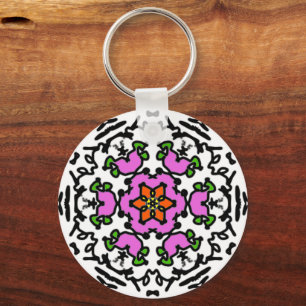 Florales Mandala-Muster Schlüsselanhänger