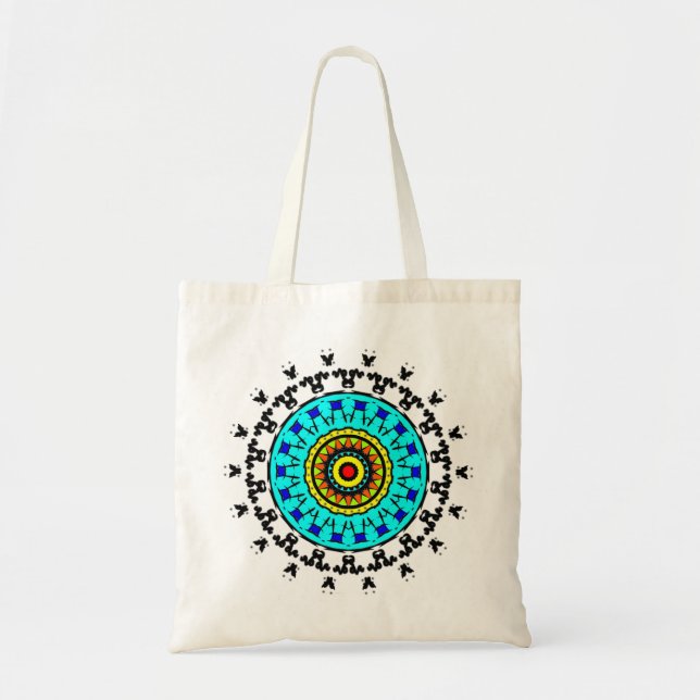 Florales Mandala-Muster Tragetasche (Vorne)