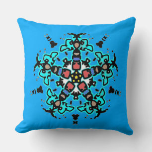 Florales Mandala-Muster Türkis Kissen